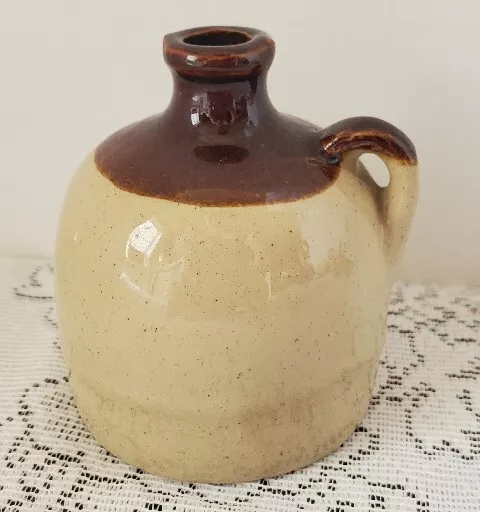 Vintage Miniature USA Pottery Stoneware Jug Whiskey Bottle 3" Mini Jar