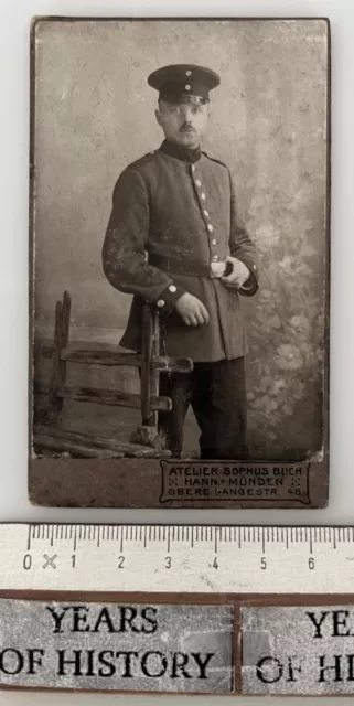 CDV Foto photo Soldat Portrait 1905-18 Atelier Sophos Buch Hann. Münden