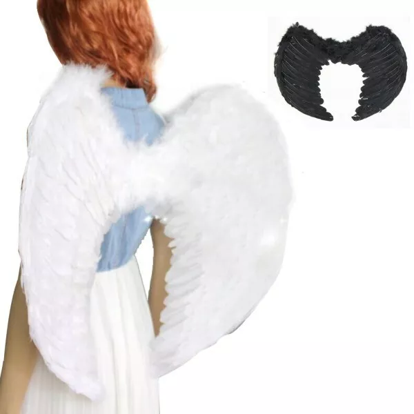 Kids Adult Angel Feather Wings Fairy Fancy Dress Halloween Party Cosplay Costume