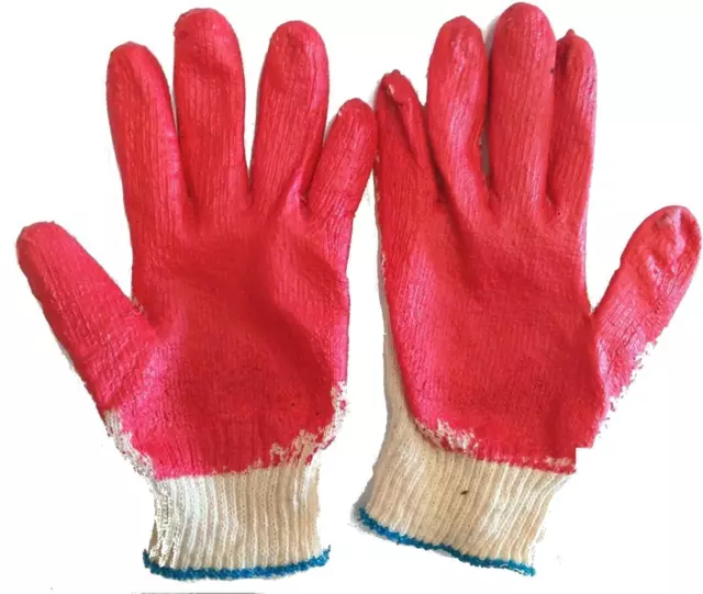 100 Pairs Red Latex Rubber Palm Coated Work Safety Gloves Made In