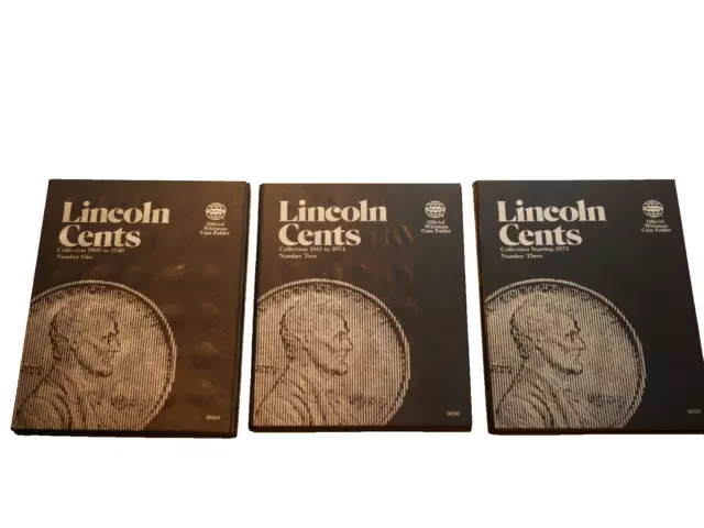 Almost Full Cent Collection Folders 1909 -2013 Coins Three Albums Of Penny Books