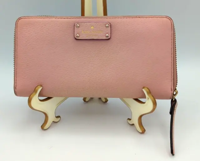 Kate Spade Grove Street Neda Light Pink Bonnet Leather Zip Around Wallet WLRU 28