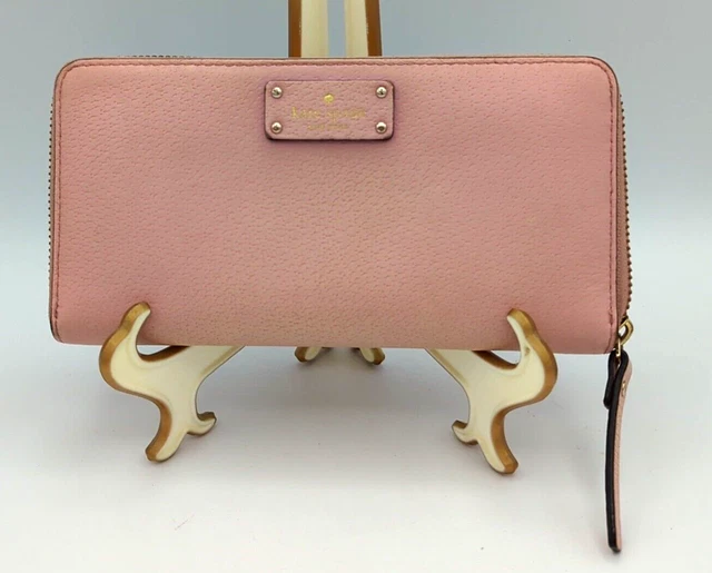 Kate Spade Grove Street Neda Light Pink Bonnet Leather Zip Around Wallet WLRU 28
