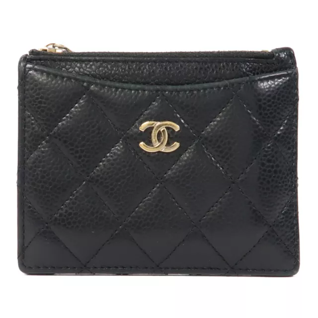 CHANEL Quilted CC GHW Card Case/Card Holder Caviar Leather Black
