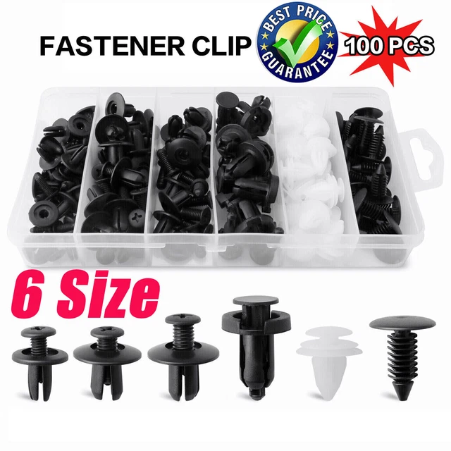 6 Size 100pc Car Clip Trim Push Pin Rivet Bumper Door Panel Retainer Assortment