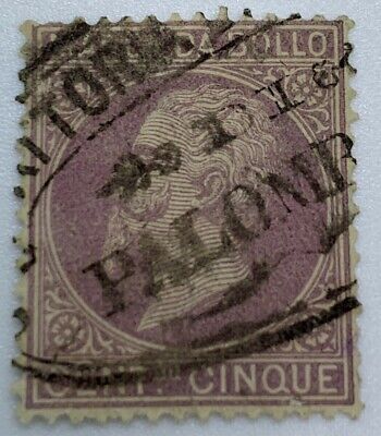 1872 Italy Revenue Stamp With Interesting Oval Palombara Son Cancel