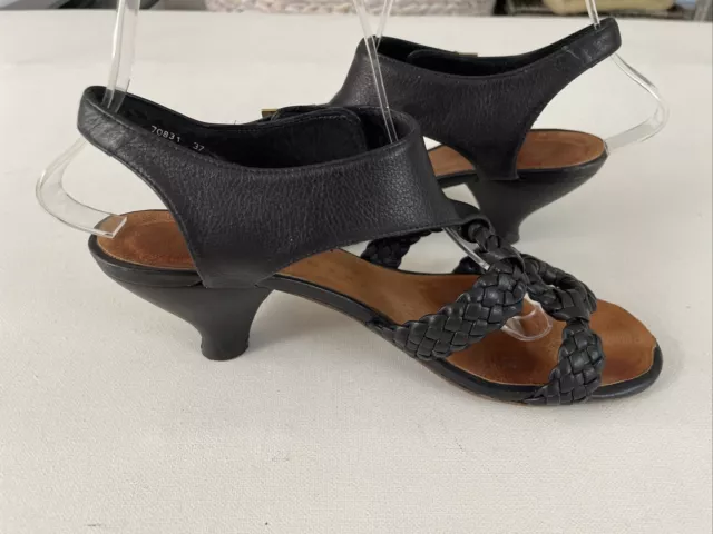 CHIE MIHARA BLACK Leather Kitten Heel Sandals Sz 37 US 6.5-7 £8.77 ...