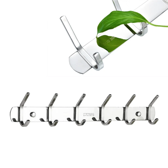 6 ganchos de ropa de acero inoxidable para pared ganchos dobles colgador para sombrero cocina