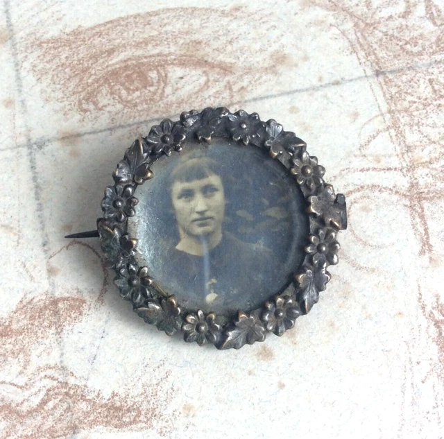 Broche Ancienne Porte-photo Art Nouveau - Couronne Vintage - Bijou De Collection