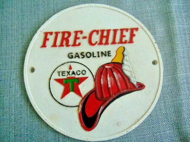 Texaco Fire Chief Firefighter Cast Iron Plaque Sign Bullseye Plaque Official