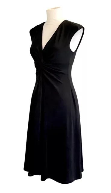 White House Black Market Sleeveless V-Neck Twisted Black Jersey Dress Size 4