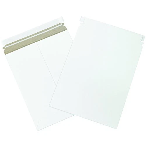 9 3/4 x 12 1/4" Stayflats Brand Rigid Flat Mailers White Pack of 100 Photo Do...