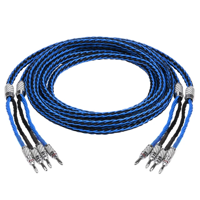 PAIR HIFI OCC Speaker Cable Hiend HIFI System Speaker Wire Carbon