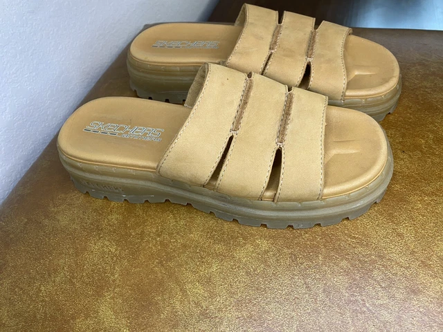 Vintage Sketchers Jammers 90's Y2K Chunky Platform Sandals Sliders Size 8 Tan