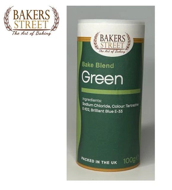 FOOD COLOURING POWDER 4X100g Bakers Street Bake Blend Green Icing
