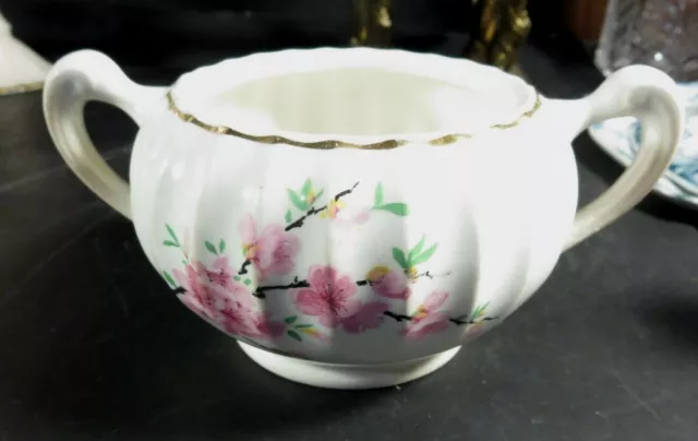 W S George Peach Blossom Sugar Bowl NO LID 2