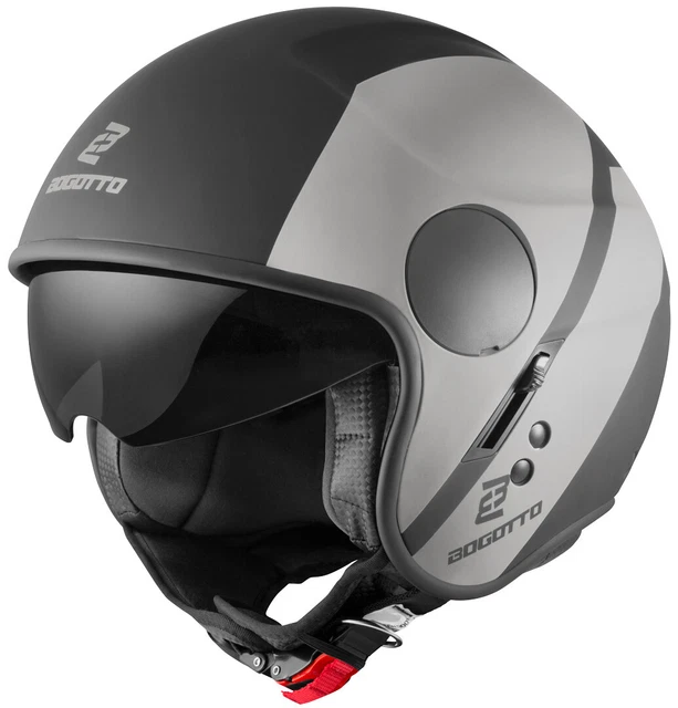Casque Jet Bogotto H595-1 SPN - Homologation ECE 22.06 - Visière Solaire Intégrée - Doublure Amovible - Poids ~1200g (taille M)