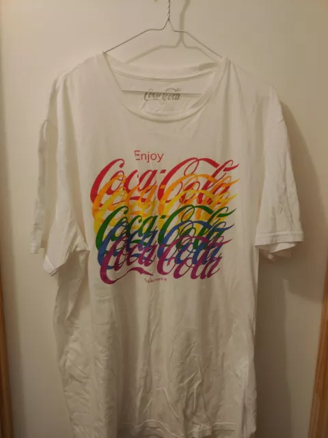 Coca Cola Pride Love Shirt Coke Rainbow Limited Edition White 2XL T-shirt