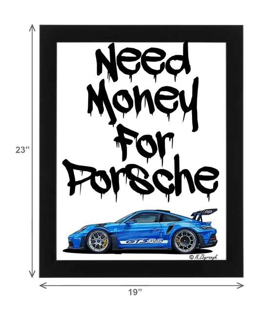 Tableau Porsche 911 Carrera S Argent - Toile Moderne XXL - 80x246cm - Déco Murale