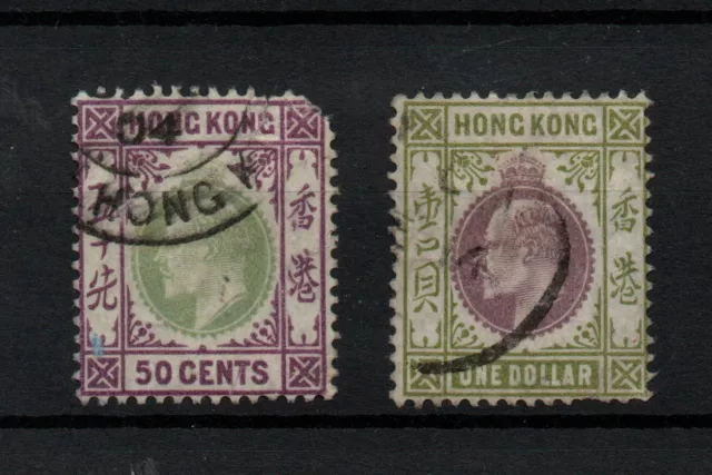 Hong Kong KEVII 1903 50c & $1 SG71-72 fine used WS26621