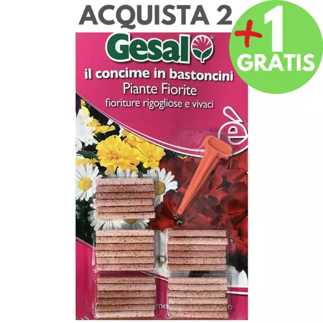 Gesal CONCIME FERTILIZZANTE IN BASTONCINI 30 STICK PER PIANTE FIORITE 30 GRAMMI