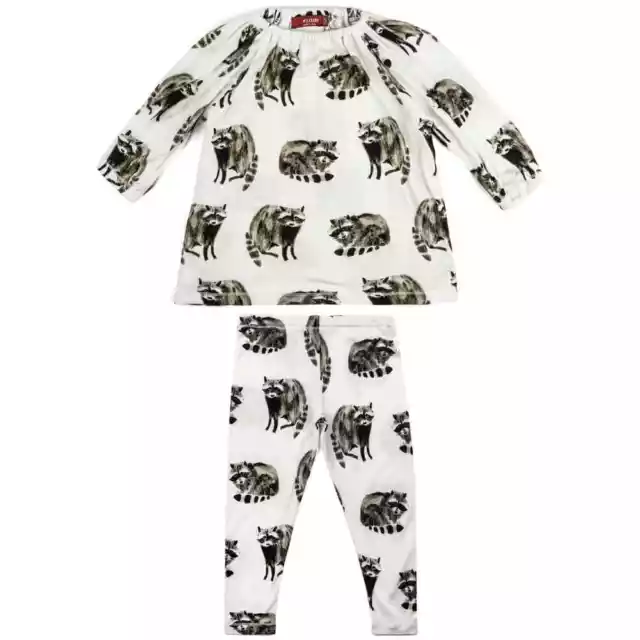 MILKBARN ORGANIC Cotton RACCOON Peasant Dress w/ Leggings Baby Girl Size 6-12M