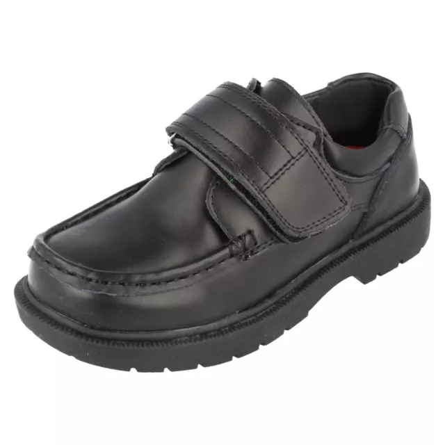 Niños JCDees Cierre Adhesivo Zapatillas Negras Escuela Zapatos N1R066 Talla Piel