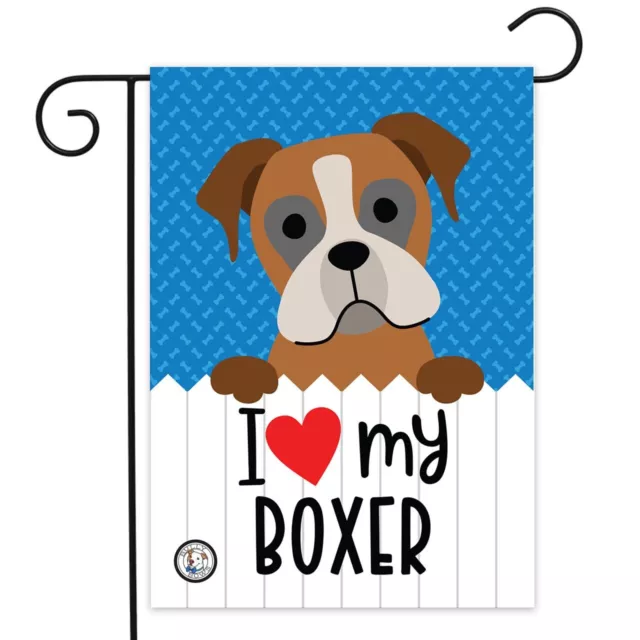 BOXER dog GARDEN FLAG I Love my Boxer double sided Yard decor