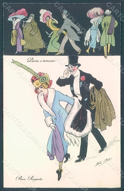 Artist Signed Sager X. Lady Fashion Rue Royale serie 506 postcard HR2528