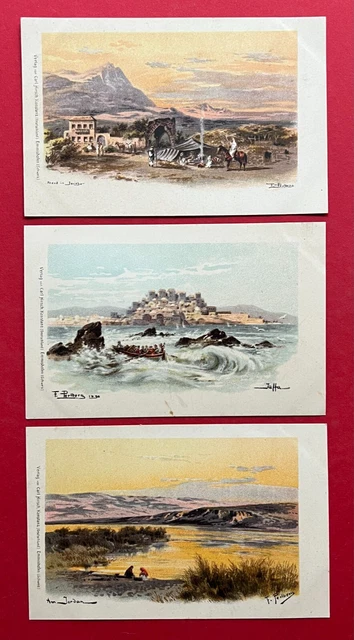 3 x Litho AK Israel um 1900 Jericho, Jaffa und am Jordan    ( 120143