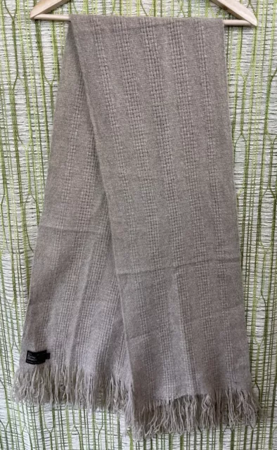 Gently Used Oatmeal Tan Woven Cashmere Scarf - The Dunlap Weavers