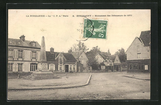 CPA Étrepagny, Monument des Défenseurs de 1870 1908
