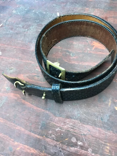 2 in DUTY BELT {SAM BROWNE}-BLACK LEATHER BASKET WEAVE- LAW ENFORCEMENT STYLE