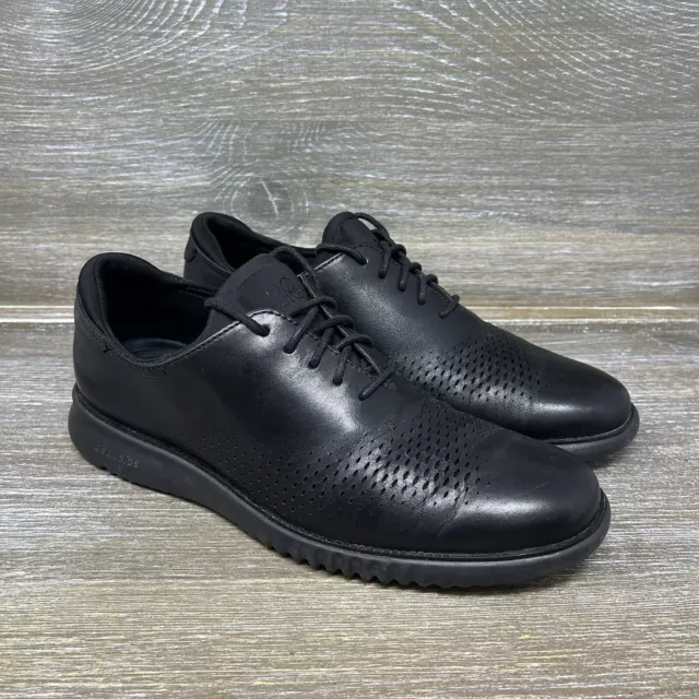 COLE HAAN 2.ZEROGRAND Laser Wingtip Oxford Leather Shoes Black Mens ...
