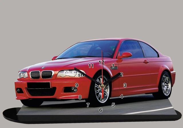 Horloge Murale Miniature Voiture BMW M3 E46 - Décoration Auto - Fabriquée En France