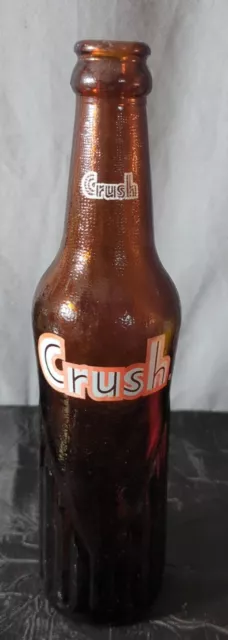 VINTAGE 1960'S ORANGE CRUSH 10 OZ. AMBER BROWN DRINK BOTTLE good cond.