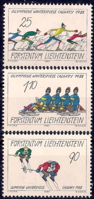 Liechtenstein 1987 Winter Olympic Games Olympics Sports Skiing Bobsleigh 3v MNH