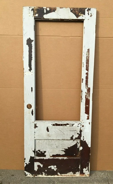 1 Antique Single Exterior 32x79 Entryway Door Vintage Old Barn Red 1697-21B 8