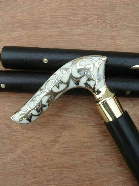 Antique Walking Stick Cane Brass Victorian Handle Vintage Canes & Walking Sticks