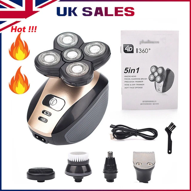 5 Head Electric Shaver Razor Bald Beard Hairs Skull Trimmer Beard Remover Men UK