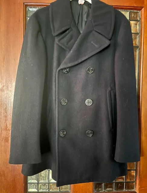 Vintage US Navy Peacoat WWII Military Jacket Size 38R - Great Condition