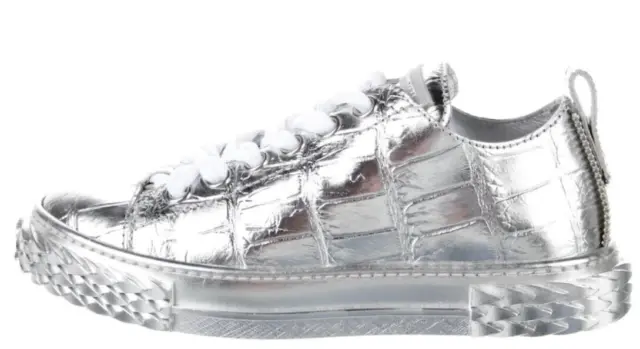 GIUSEPPE ZANOTTI Silver Crocodile Blabber Sneaker (35 EU; 5 US) $595 NEW