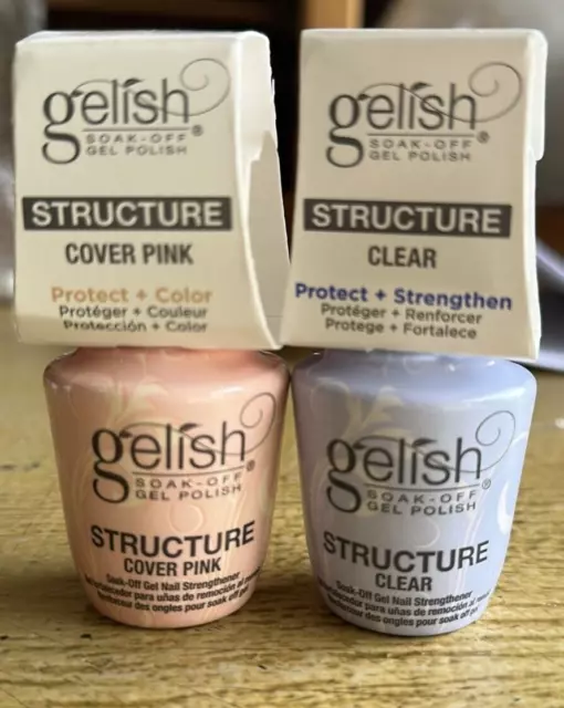 Harmony Gelish Soak Off Gel Polish Structure Cover Pink + Clear combo 2 pcs