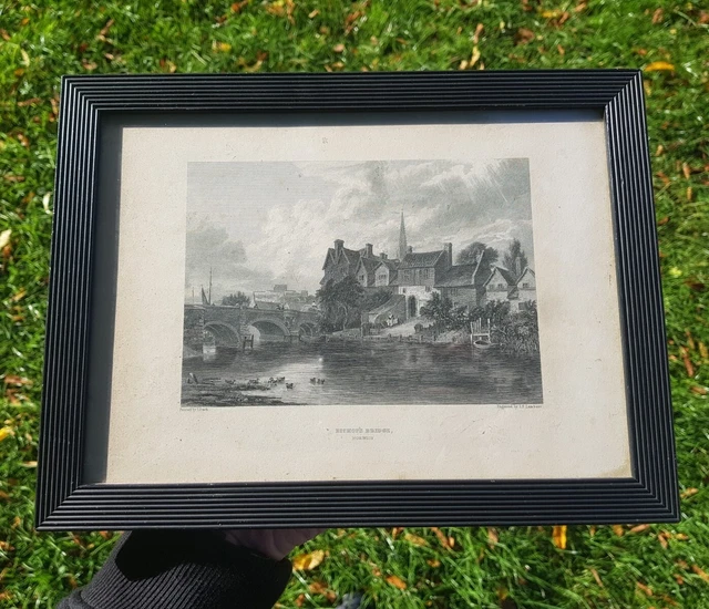 Framed Antique Engraving Print Bishops Bridge Norwich Lambert J.stark