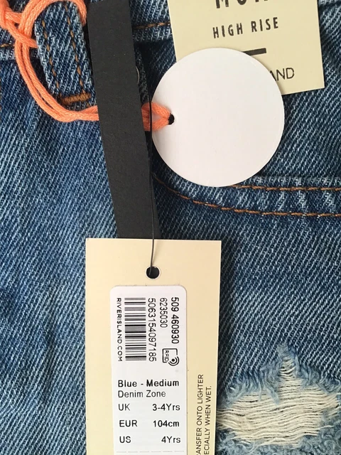River island mini girls aged 3-4 years yellow frilly top jeans shorts set BNWT 12