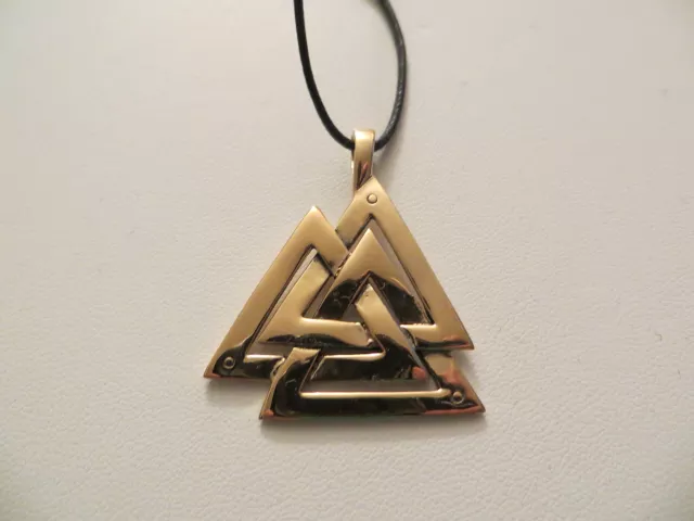 Valknut Amulet Bronze Pendant Necklace Viking Norse Pagan Trinity Pendant 3