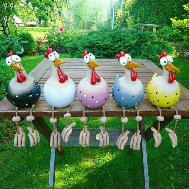 Witzig Harz Huhn Gartenstecker Henne Hahn Hühner Vogel Kantensitzer Handmade-