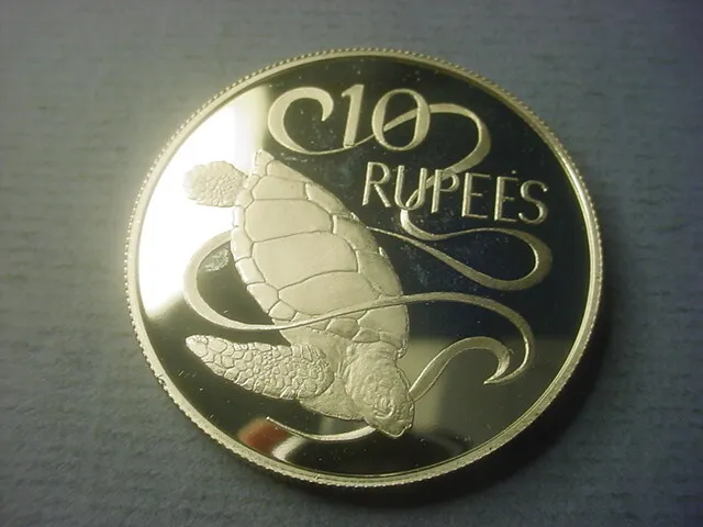 Seychelles 10 Rupees 1974 Sea Turtle Silver Proof #77933