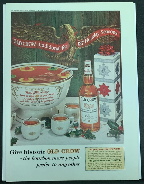 1962 Old Crow Advertisement Ad Original Vintage Kentucky Bourbon Whiskey