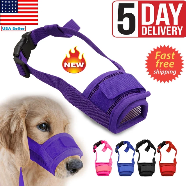 Adjustable Pet Dog Mask Mouth Muzzle Fabric Nylon Grooming Stop Bark Bite Chew